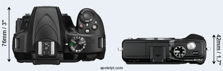 Compare D3400 versus E-PL2 top