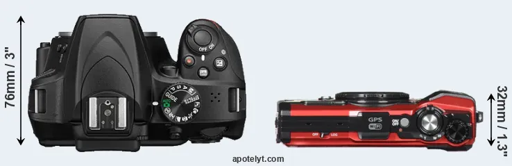 Compare D3400 versus TG-5 top