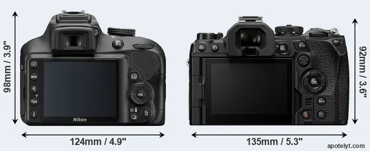 Comparison D3400 or OM-1 rear