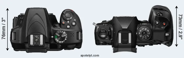 Compare D3400 versus OM-1 top