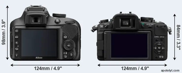 Comparison D3400 or G2 rear