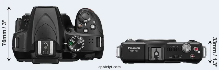 Compare D3400 versus GF2 top