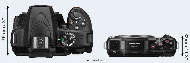 Compare D3400 versus GF3 top