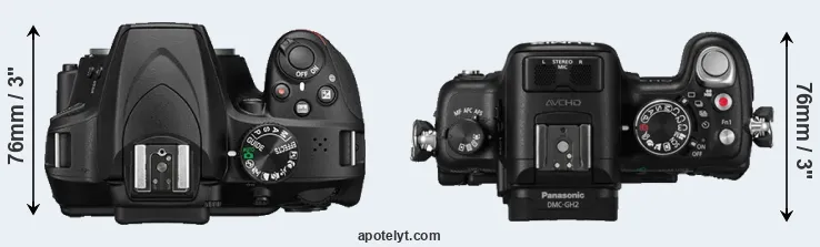 Compare D3400 versus GH2 top