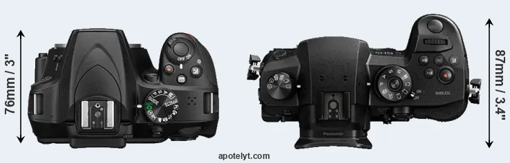 Compare D3400 versus GH5 top