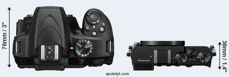 Compare D3400 versus GM5 top