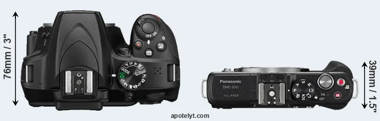 Compare D3400 versus GX1 top