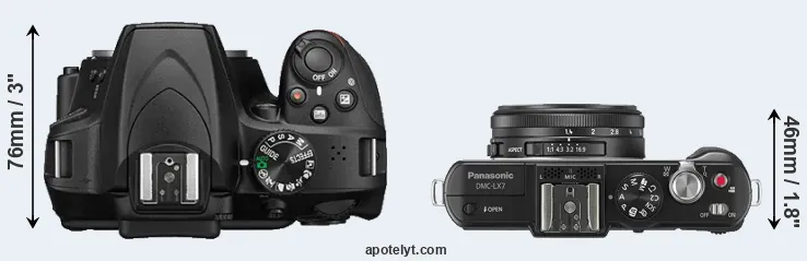 Compare D3400 versus LX7 top