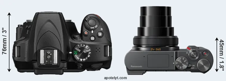 Compare D3400 versus TZ200 top