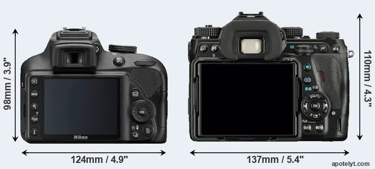 Comparison D3400 or K-1 rear