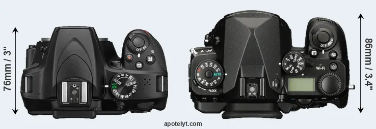 Compare D3400 versus K-1 top