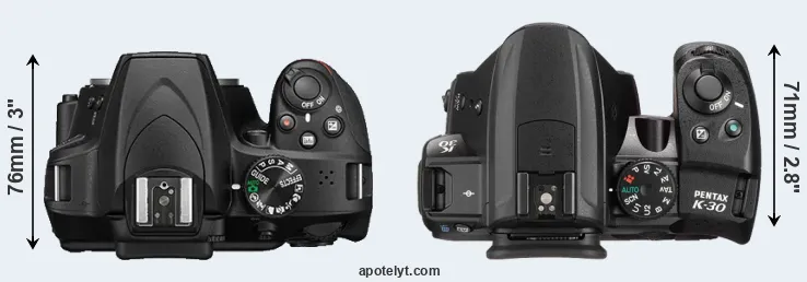 Compare D3400 versus K-30 top