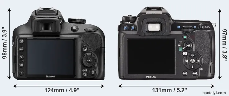 Comparison D3400 or K-5 II rear