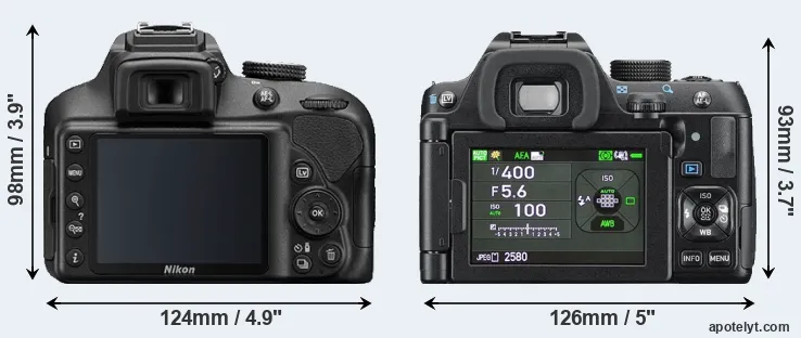Comparison D3400 or K-70 rear