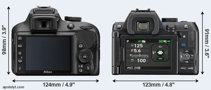 Comparison D3400 or K-S2 rear
