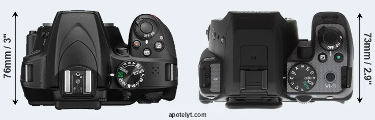 Compare D3400 versus K-S2 top