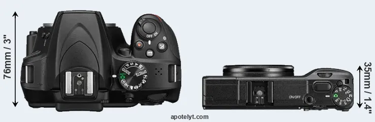 Compare D3400 versus GR II top