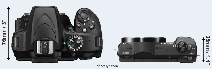 Compare D3400 versus A5100 top