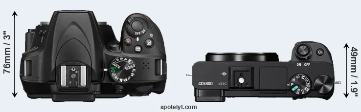 Compare D3400 versus A6300 top