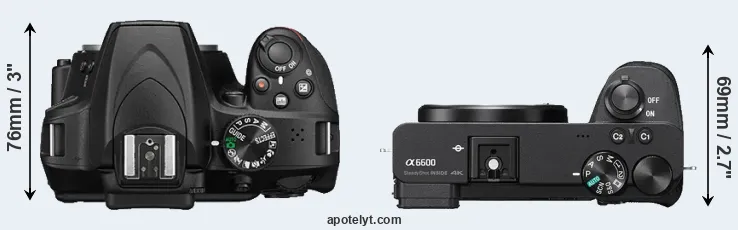 Compare D3400 versus A6600 top