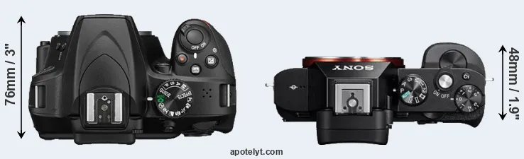 Compare D3400 versus A7 top