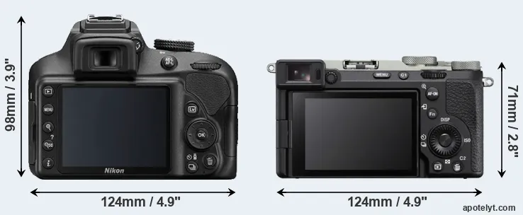 Comparison D3400 or A7C II rear