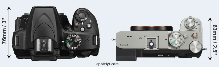 Compare D3400 versus A7C II top
