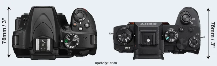 Compare D3400 versus A9 II top