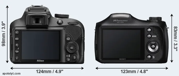 Comparison D3400 or H200 rear