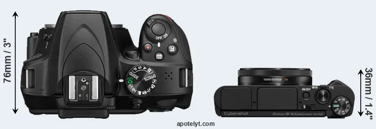 Compare D3400 versus HX99 top