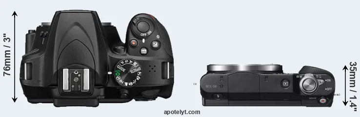 Compare D3400 versus NEX-3N top