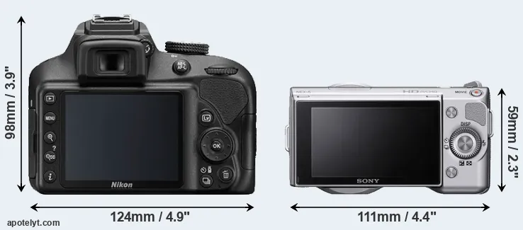 Comparison D3400 or NEX-5 rear