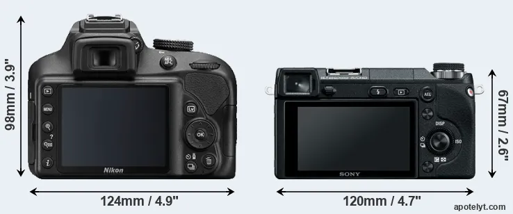 Comparison D3400 or NEX-6 rear