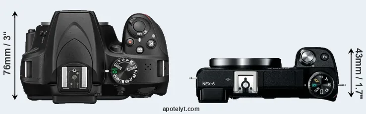 Compare D3400 versus NEX-6 top