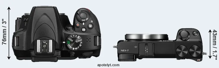 Compare D3400 versus NEX-7 top