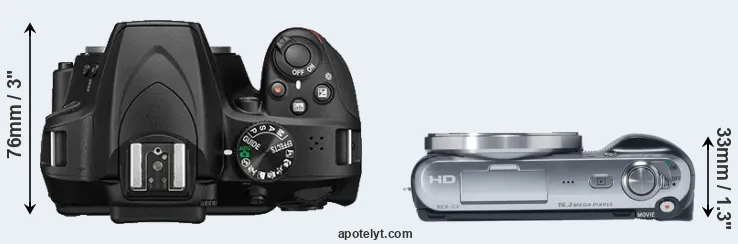 Compare D3400 versus NEX-C3 top