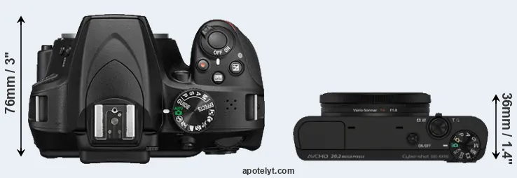 Compare D3400 versus RX100 top
