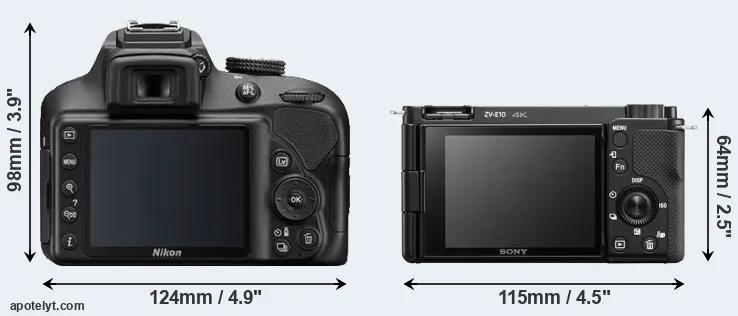Comparison D3400 or ZV-E10 rear