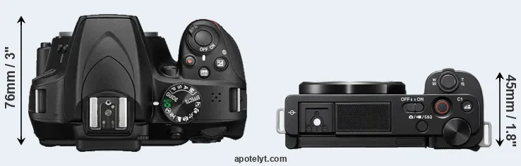 Compare D3400 versus ZV-E10 top