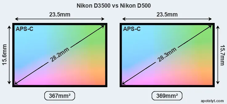 Nikon D3500 and Nikon D500 sensor measures
