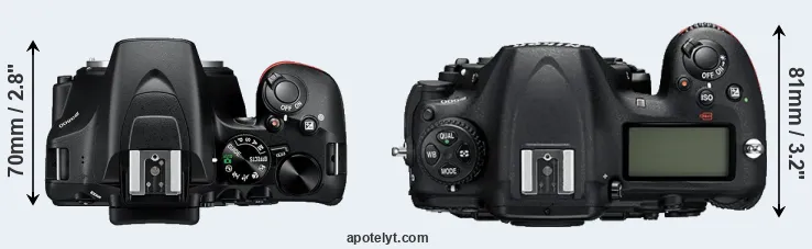 Compare D3500 versus D500 top