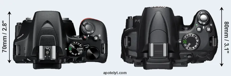 Compare D3500 versus D5000 top