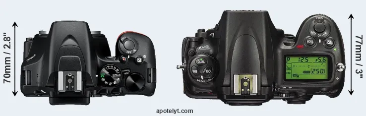 Compare D3500 versus D700 top