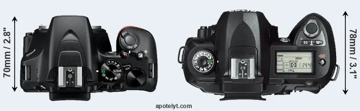 Compare D3500 versus D70s top
