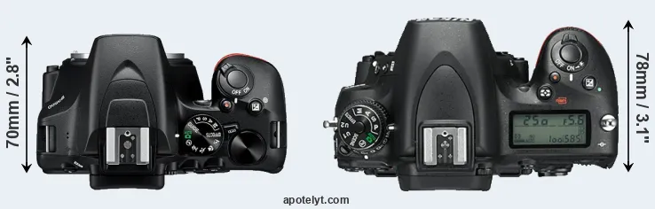 Compare D3500 versus D750 top
