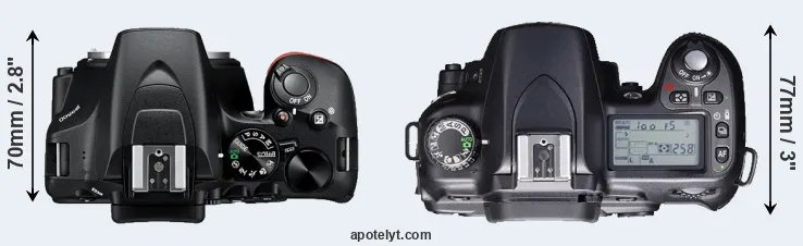 Compare D3500 versus D80 top
