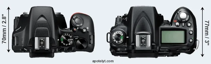 Compare D3500 versus D90 top