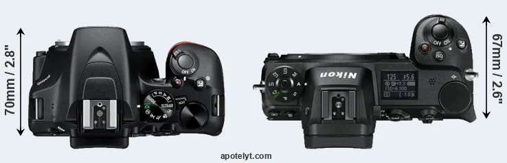 Compare D3500 versus Z6 top