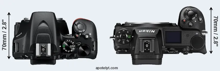 Compare D3500 versus Z7 II top
