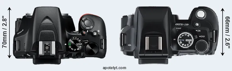 Compare D3500 versus E-500 top